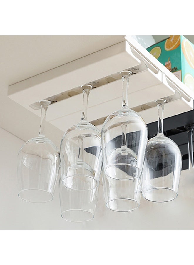 Wine Glass Holder - Punch-free Wine Glasses Holder Under Cabinet, Hanging self-adhesive Stemware Rack, for Home Bar (Excluding Cups) (White, 2 Pack, A) - Image 1